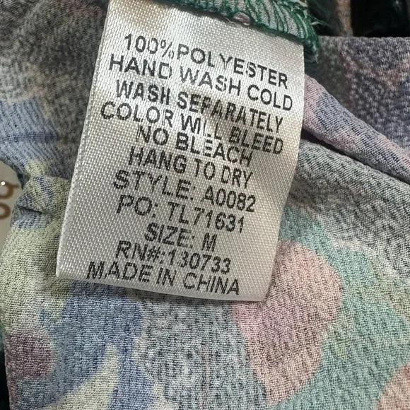 Umgee Patchwork Wide Legs Ruffle Hem Boho Festival Hippie Women's Pants Size M - Picture 12 of 12